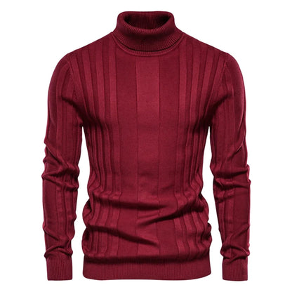 Men’s Stripe Turtleneck Pullover Sweater