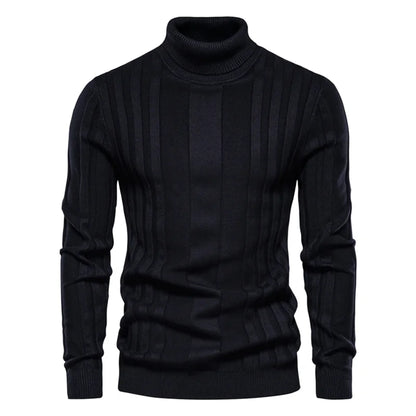 Men’s Stripe Turtleneck Pullover Sweater
