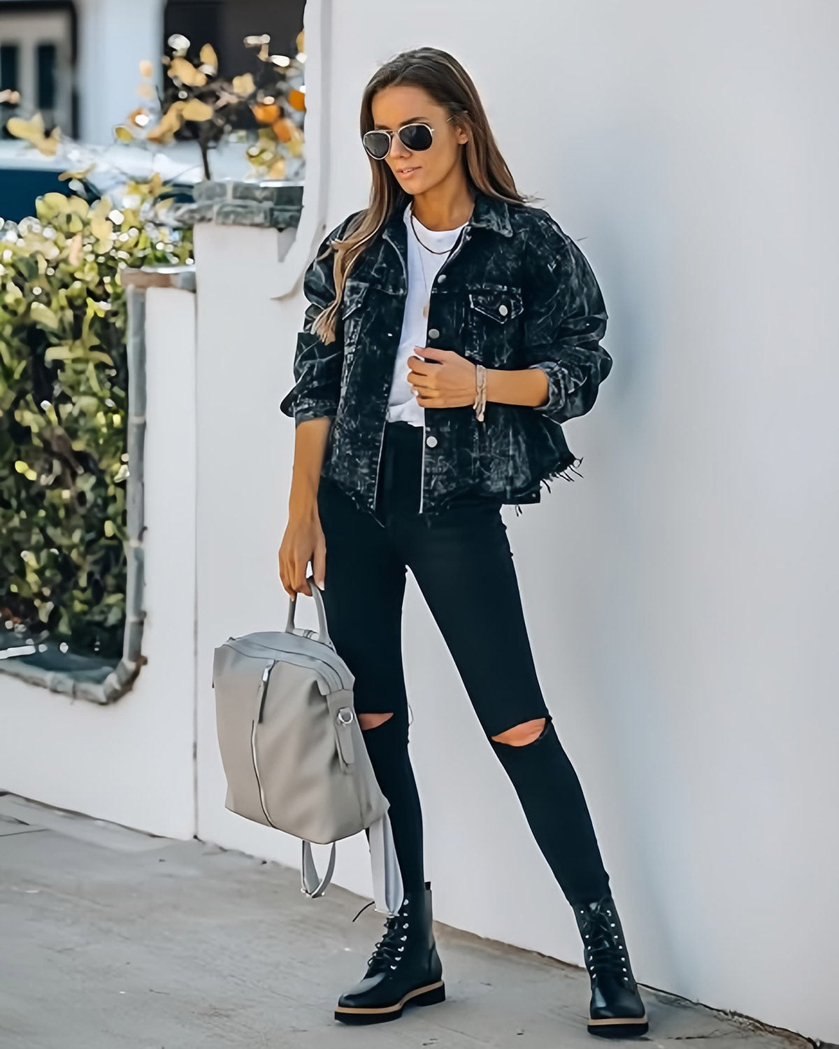 Black Cropped Corduroy Shacket for Women with Fringe & Frayed Hem